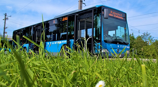 Stadtbus Bregenz mit Wiese
